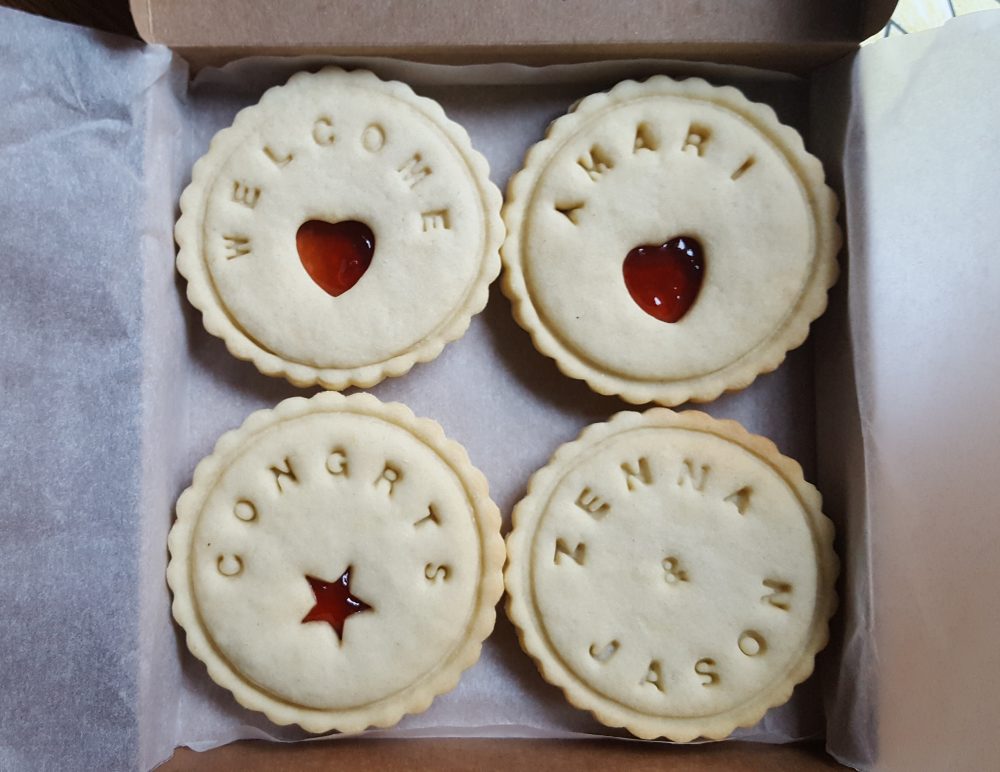 Celebrate the new baby boy/ girl with a box of biscuits BLOOM BAKERS