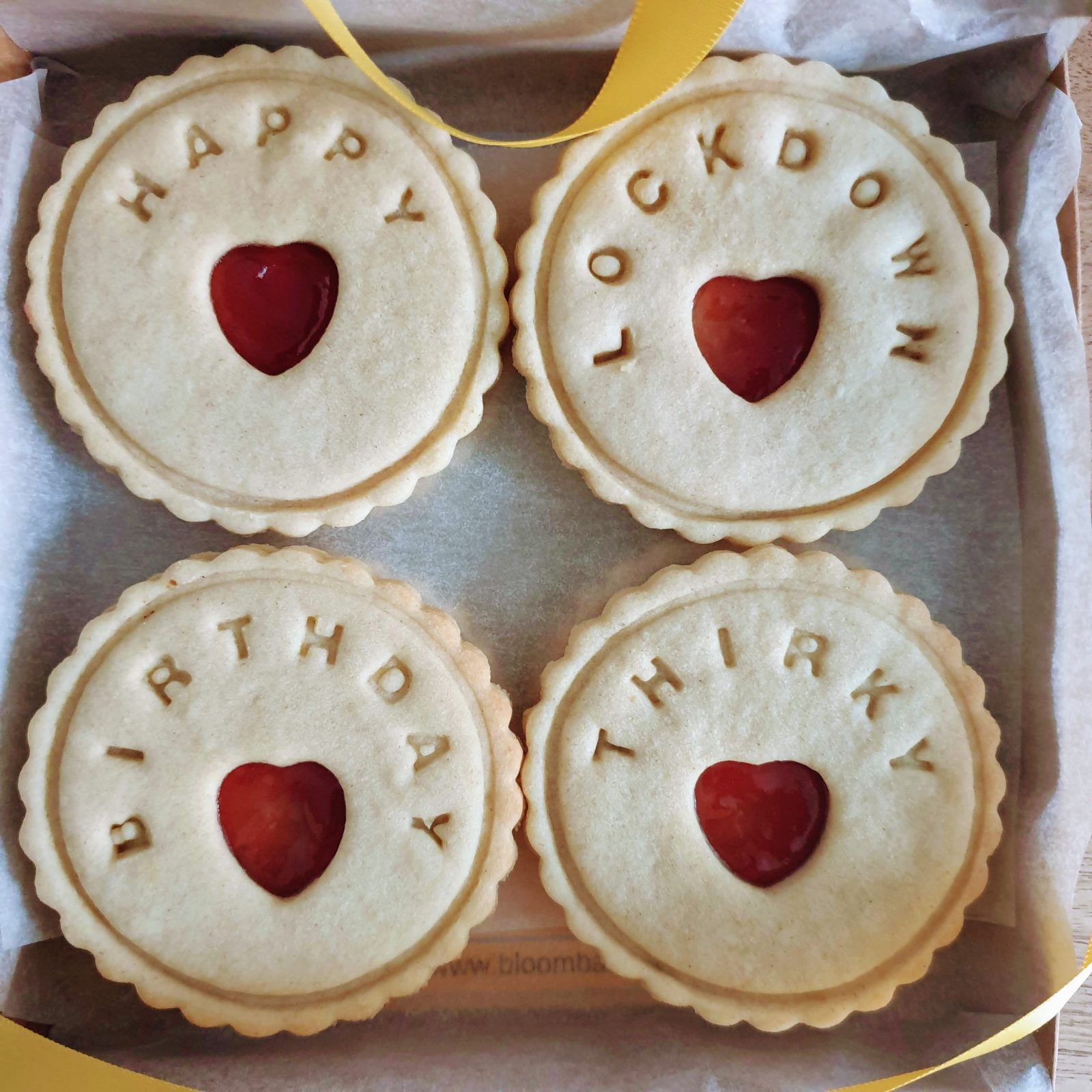 Happy lockdown birthday biscuits handmade by bloom bakers Bloom Bakers
