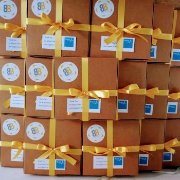 Stacked biscuit boxes for Bupa order