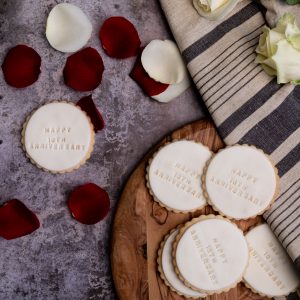 iced anniversary biscuits