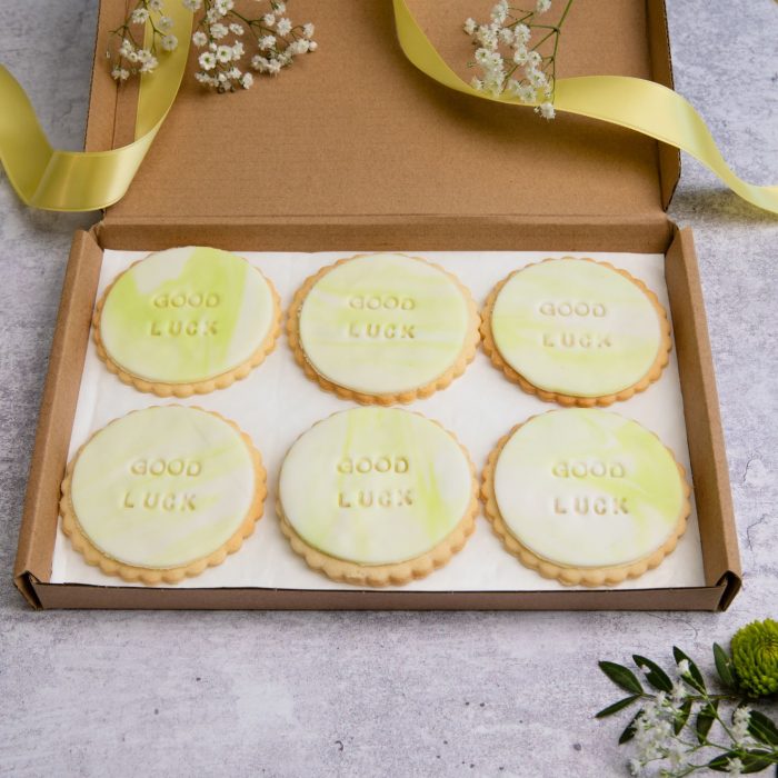 iced good luck biscuits in letterbox friendly packaging