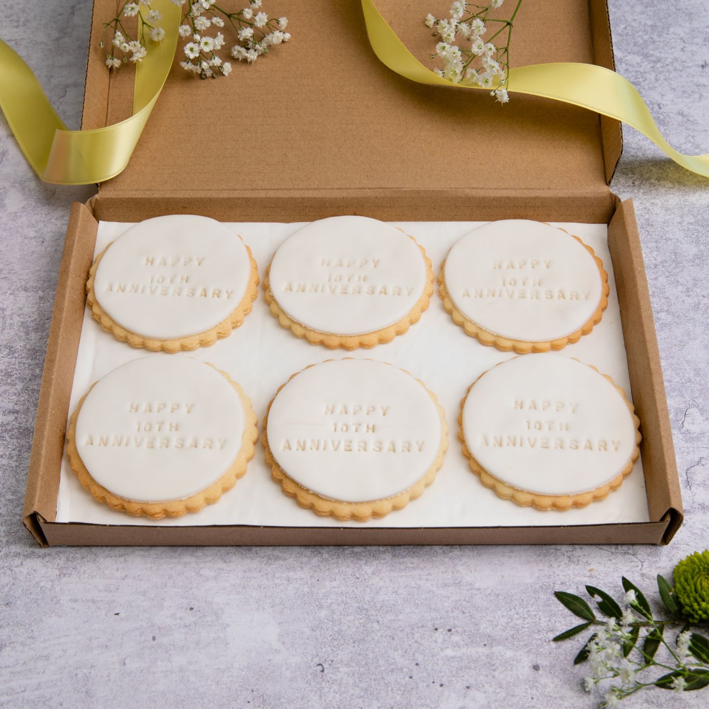 Happy anniversary fondant biscuits sq