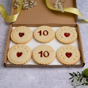 Anniversary biscuits in a letterbox friendly gift box