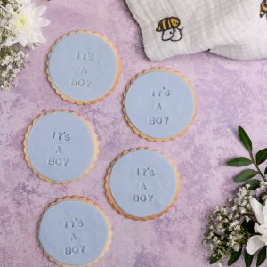 Iced gender reveal biscuits
