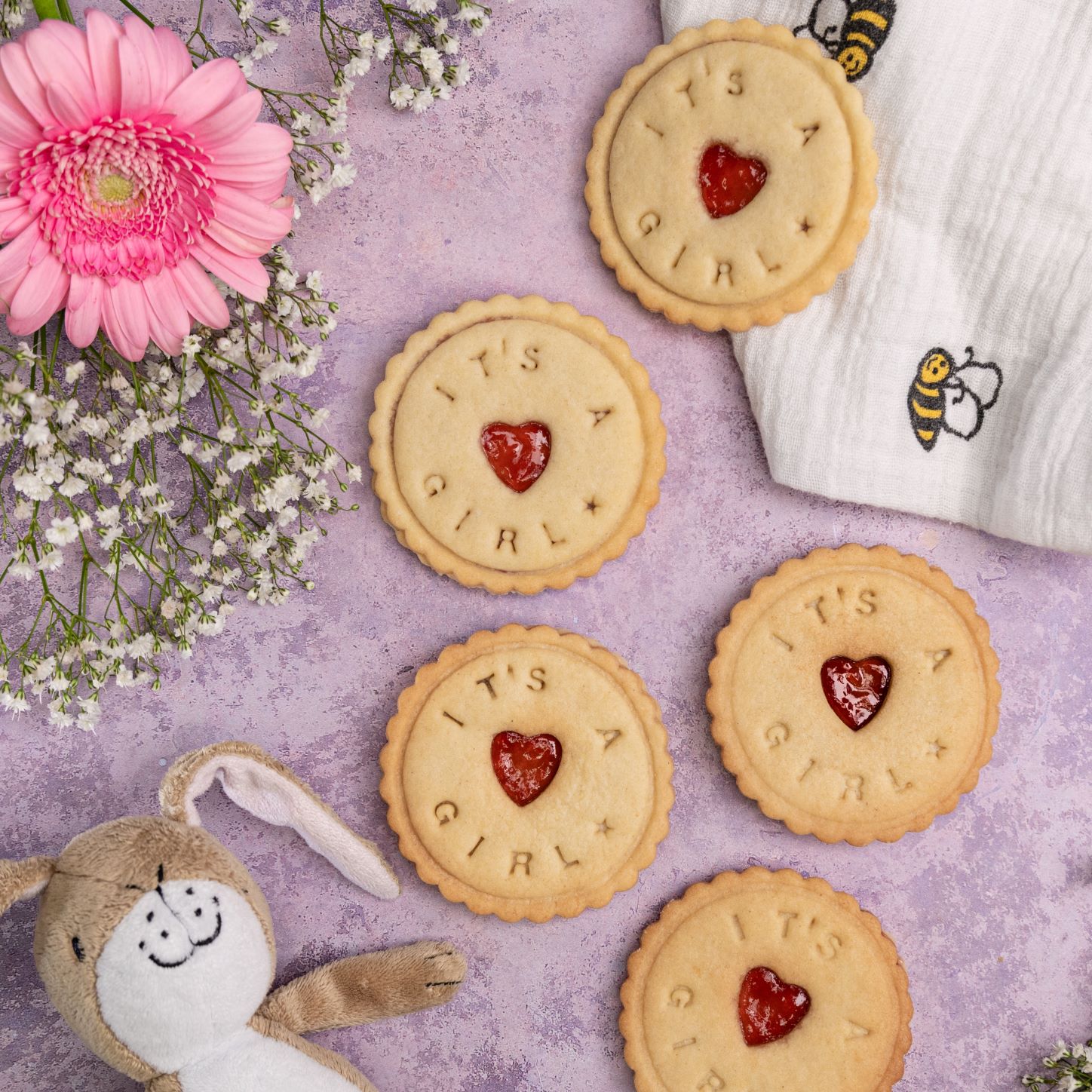 Gender reveal and pregnancy announcement biscuits Bloom Bakers