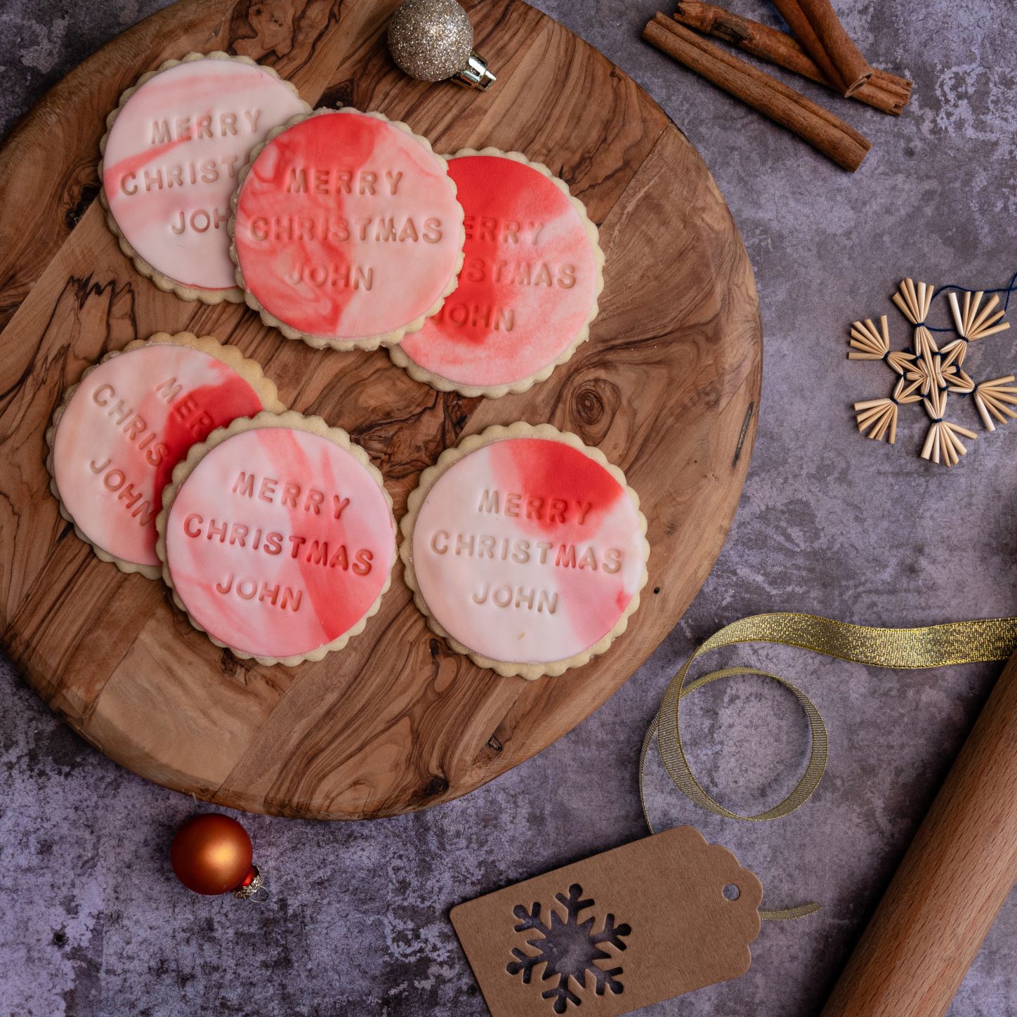 Personalised Iced Christmas biscuits by bloom bakers