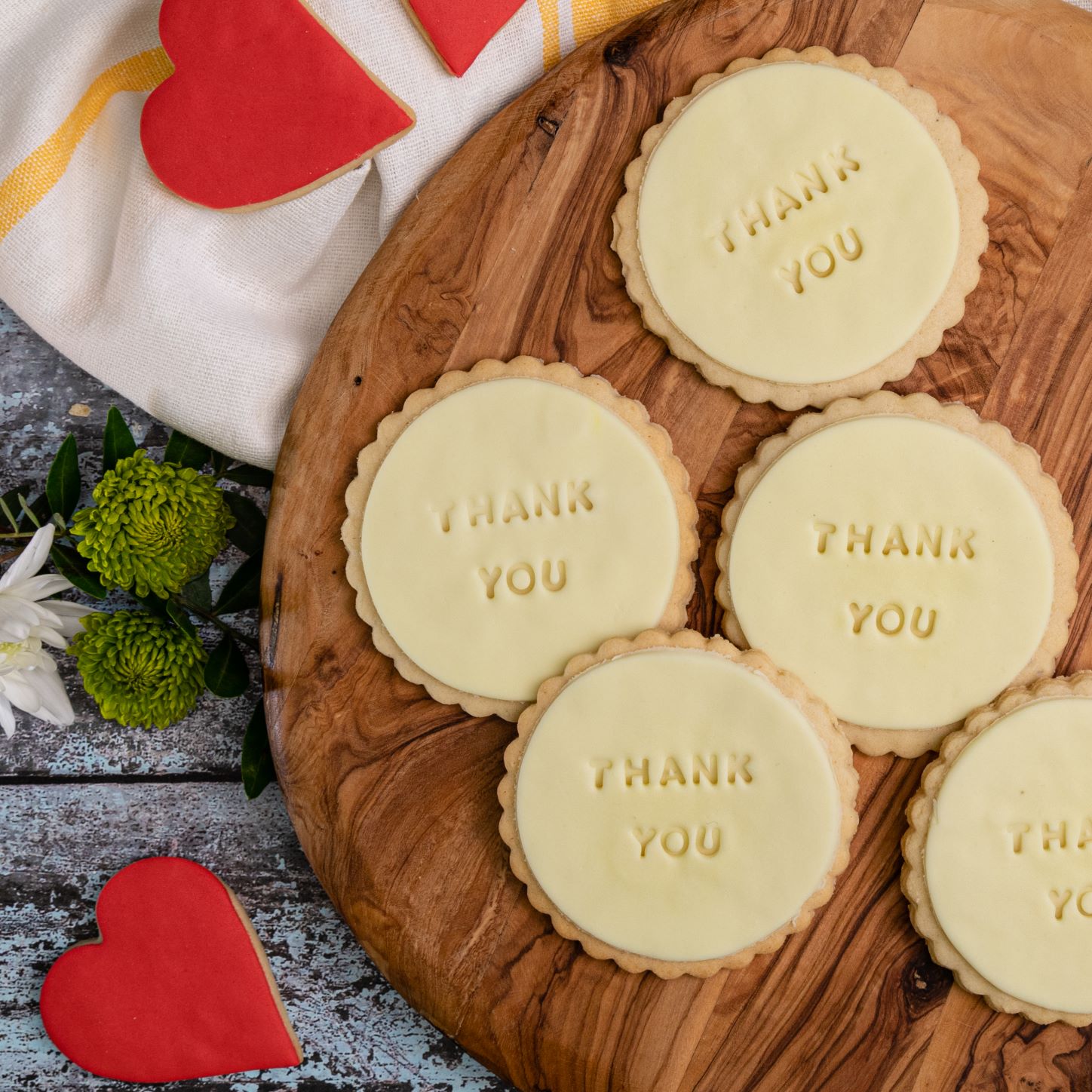 iced thank you biscuits