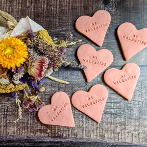 My Valentine pink iced heart shaped biscuits