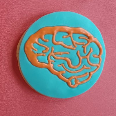 Hand iced Brain biscuit made with 3D cookie stamp