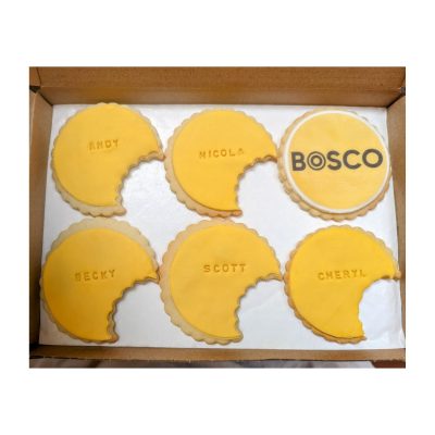 Branded fondant biscuits with names impressed in them