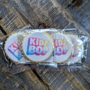 branded Kidz Bop logo biscuits