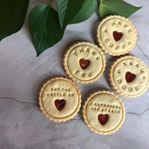 embossed branded jam biscuits