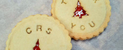 branded christmas tree jam biscuits by bloom bakers