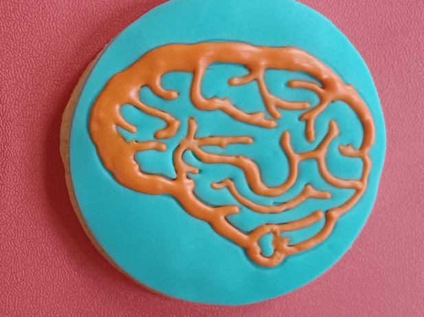 Hand iced Brain biscuit made with 3D cookie stamp