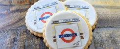 Hyde Park Tube station Rolling Stones concert logo biscuits